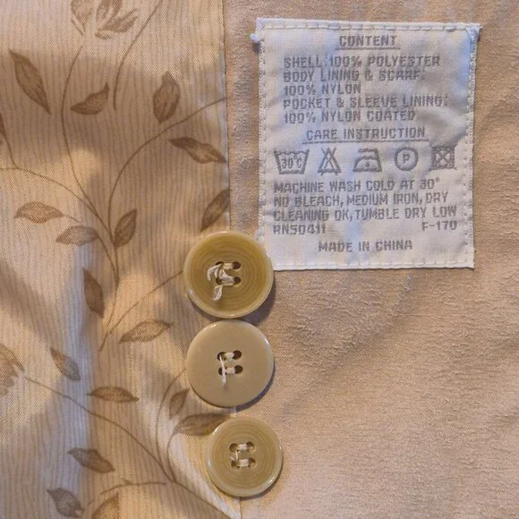 Fleet Street Rainwear Chamois Tan Coat Size M - Picture 7 of 11